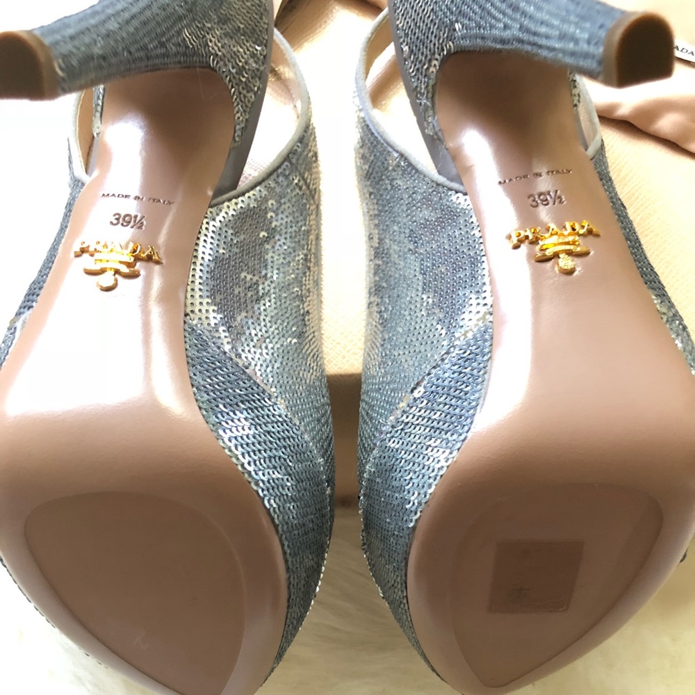 ❌SOLD❌ Prada Sequin Embellished Peep Toe Heels - Picture 3 of 8
